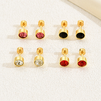 8 шт. плоские круглые серьги-гвоздики из нержавеющей стали OL7957-1