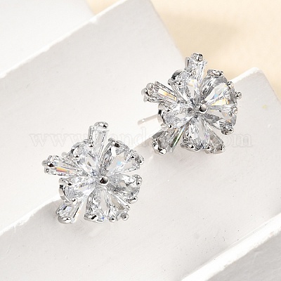 Комплекты серег-гвоздиков и ожерелий с подвесками из латуни с микропаве из прозрачных кубических цирконий SJEW-Z002-04P-1