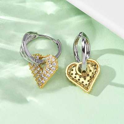 Латунные серьги-кольца из прозрачного кубического циркония EJEW-D322-08PG-01-1