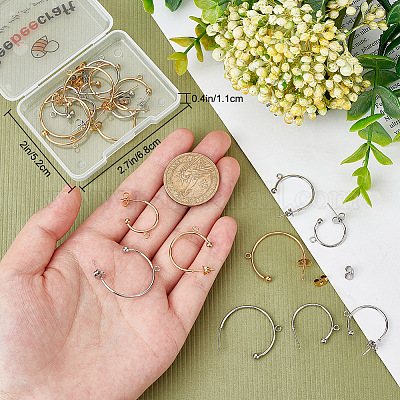 24 шт. 6 шт. фурнитура для сережек-гвоздиков из нержавеющей стали 304 в форме буквы С FIND-BBC0001-53-1