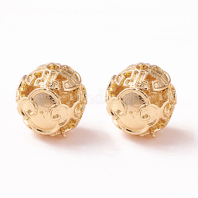 Латунные полые круглые бусины KK-P226-02CG-1