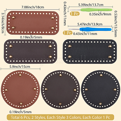 6 шт. 6 стиля прямоугольные и круглые сумки из искусственной кожи для вязания крючком DIY-CL0002-18-1