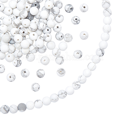 2 нити матовых синтетических круглых бусин из говлита G-PH0019-33-1