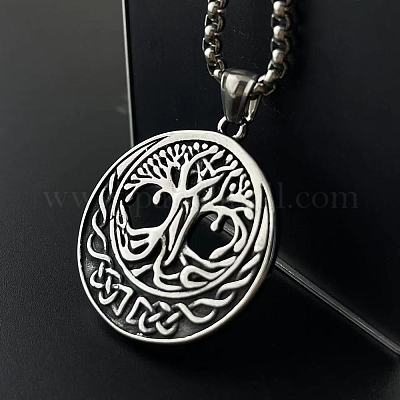 Стильные панк-ожерелья из нержавеющей стали с полым древом жизни для мужчин AE1544-1
