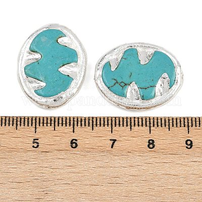 Гальванизированные синтетические бирюзовые бусины KK-K362-13S-1