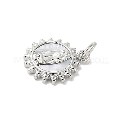 Подвески из латуни с натуральными белыми ракушками KK-S522-06A-P-1