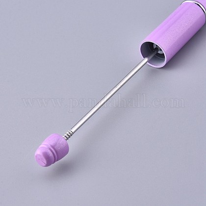 プラスチック製のビーズのペン  プレスボールペン  DIYペンの装飾用  スミレ  144x12mm  ピン：2mm AJEW-L082-A02-1