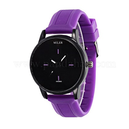 ファッショナブルな女性の合金シリコンクオーツ腕時計  青紫色  255x20mm、頭を見て：53x48x12mm WACH-L025-02C-1