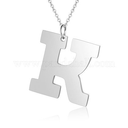 1ステンレス鋼イニシャルペンダントネックレス アズキチェーン付き 文字 文字 K 17 7インチ 45cm X1 5mm 文字 1mmの通販 Jp Pandahall Com