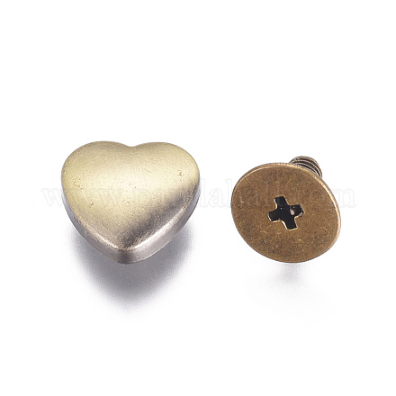 Rivetti con bottone a vite con decorazione in lega a forma di cuore PALLOY-TAC0009-35AB-1