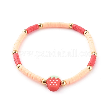 Bracelets extensibles perlés heishi en pâte polymère à la main BJEW-JB06142-04-1