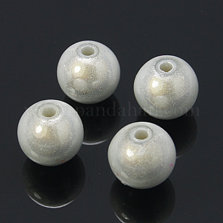 スプレープリントアクリルビーズ  奇跡ビーズ  ビーズにビーズ  ラウンド  ホワイト  14mm  穴：2mm  約330個/500g PB9287-10-1