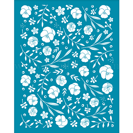 シルクスクリーン印刷ステンシル  木に塗るため  DIYデコレーションTシャツ生地  花柄  100x127mm DIY-WH0341-233-1