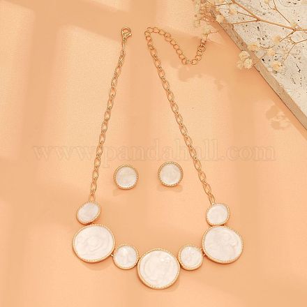 Ожерелья и серьги-гвоздики из сплава с белой эмалью FS-WG9902A-04-1