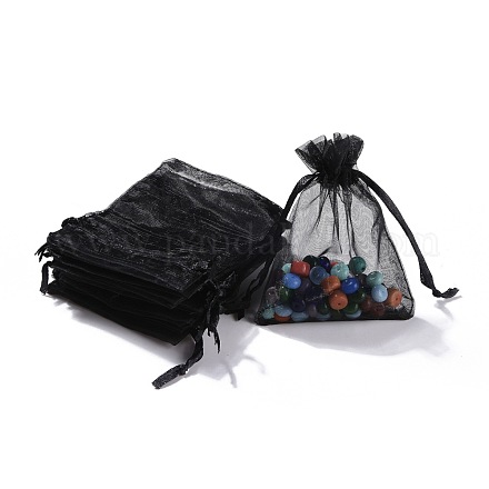 オーガンジーバッグ巾着袋  高密度  長方形  ブラック  9x7cm OP-T001-7x9-07-1