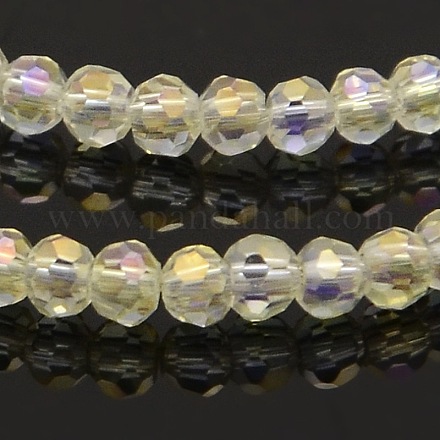 AB Color Plated Glass Faceted Round Beads Strands GLAA-A027-3mm-AB04-1