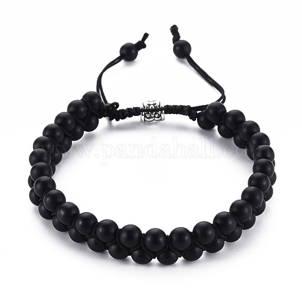 Bracelet de perles tressées en verre givré rond pour hommes femmes BJEW-S145-003-1