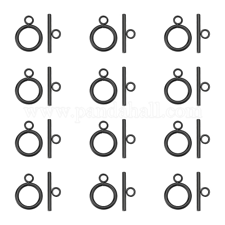UNICRAFTALE 12 Sets Stainless Steel Toggle Clasps Round IQ Toggle Clasps T-bar Closure Clasps Black Neckalce Toggle Clasps Jewelry Connectors End Clasps for DIY Necklace Bracelet Jewelry Making STAS-UN0050-83-1