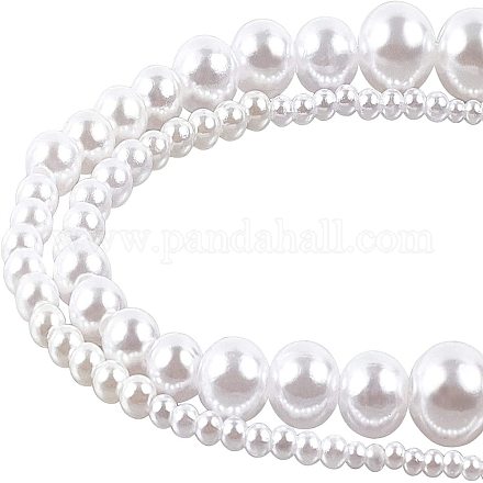 arricraft About 899 Pcs 7 Sizes Plastic Pearl Round Beads KY-AR0001-01-1