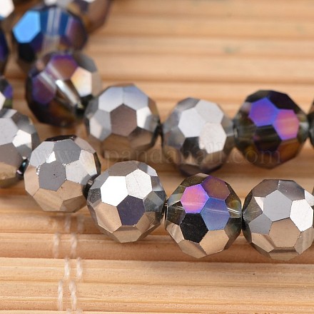 Bolas redondas de perlas redondas de vidrio electrochapado facetas EGLA-M016-B01-1
