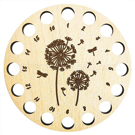 16-позиционные деревянные лотки для хранения ниток с рисунком одуванчика TOOL-WH0056-002-1