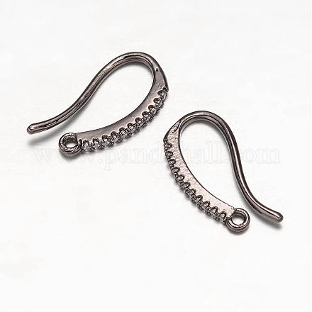 Brass Micro Pave Cubic Zirconia Earring Hooks ZIRC-K018-02B-1