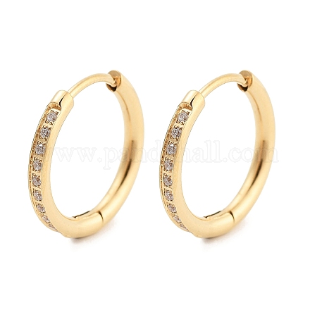 Ионное покрытие (ip) 304 нержавеющая сталь микропаве прозрачные кубические цирконии серьги-кольца для женщин EJEW-C096-30G-1