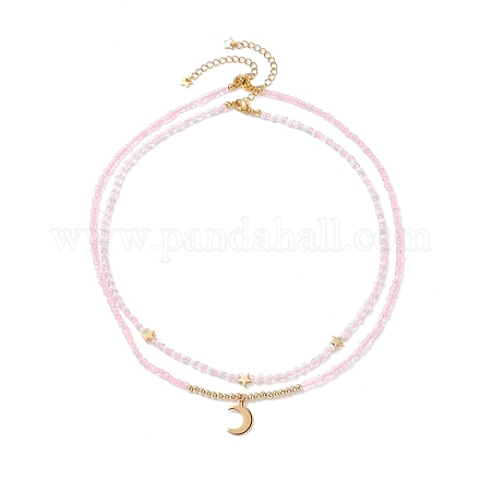 Conjunto de collares con colgante de estrella y luna para mujeres adolescentes NJEW-JN03738-05-1