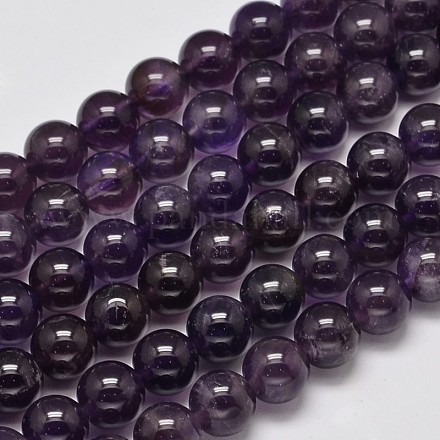 Natural Amethyst Round Bead Strands G-M304-18-10mm-1