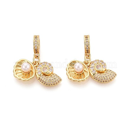 Европейские подвески-шармы с микропаве из латуни KK-T079-87G-1