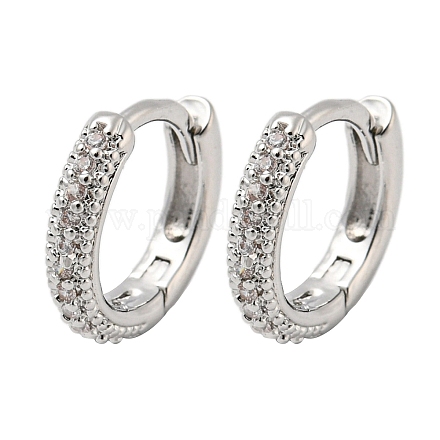 Brass Micro Pave Clear Cubic Zirconia Hoop Earrings for Women EJEW-E295-26P-1