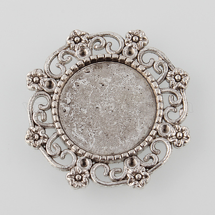Stile tibetano argento antico impostazioni vassoio del fiore della lega cabochon TIBE-M021-11AS-1