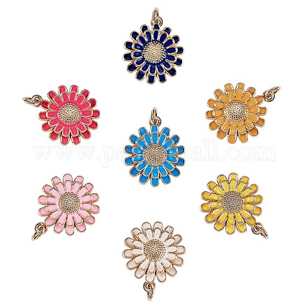 7 pièces 7 couleurs pendentifs en laiton émaillé KK-SZ0001-72-1