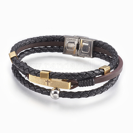 Bracelets multi-rangs en cuir PU BJEW-L614-02GP-1