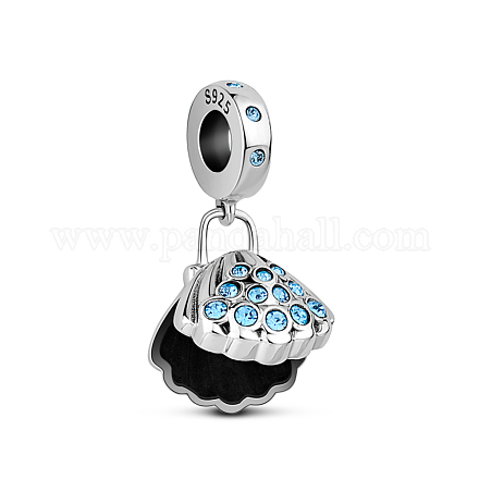 TINYSAND Shell 925 Sterling Silver Cubic Zirconia European Dangle Charms TS-P-076-1