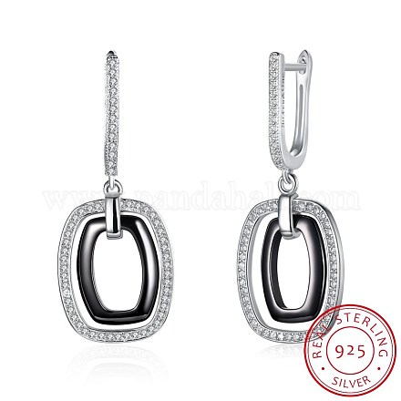 Orecchini alla moda 925 cerchio in argento sterling EJEW-BB20943-A-1