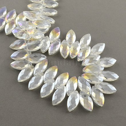 Plated Faceted Horse Eye Glass Beads EGLA-S102-02-1