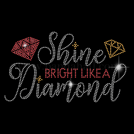 Superdant アイロンオンラインストーン熱伝達デザインダイヤモンドのように明るく輝く女の子の衣装 T シャツクリスタル熱伝達 DIY-WH0303-134-1