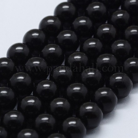 Natürliche Perlen aus Ebenholz WOOD-F006-03-6mm-1