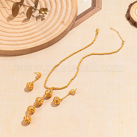 Элегантный комплект из серег и ожерелий из полых круглых бусин из сплава для женщин QL2012-1