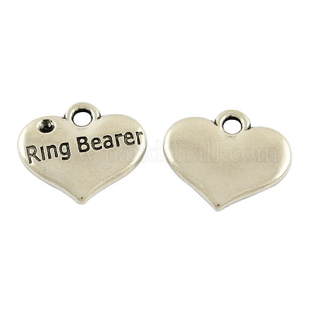 Corazón de la aleación tibetana anillo palabra tallada portador charms de la boda de diamante de imitación bases X-TIBEP-GC222-AS-RS-1