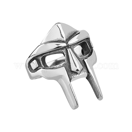 SUPERFINDINGS Gothic Mask Finger Ring Titanium Steel Ring Personalized Silver Ring for Men Women Vintage Punk Finger Ring for Cosplay Costume Accessories RJEW-WH0001-12A-1