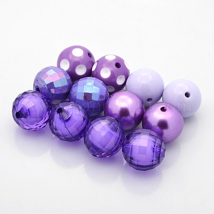 Round Chunky Bubblegum Acrylic Beads MACR-X0004-02-1