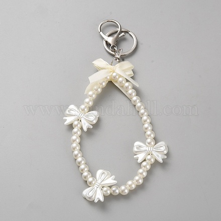 Пластиковый жемчуг и акриловый брелок KEYC-WH0034-43-1