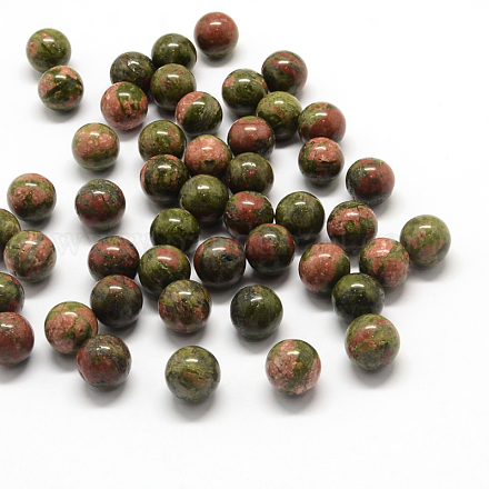 Round Natural Unakite Beads G-Q450-12-1