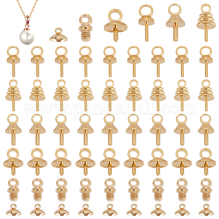 60 шт. 6 стиля латунные подвески-булавки с чашечкой из жемчуга FIND-AR0005-35-1