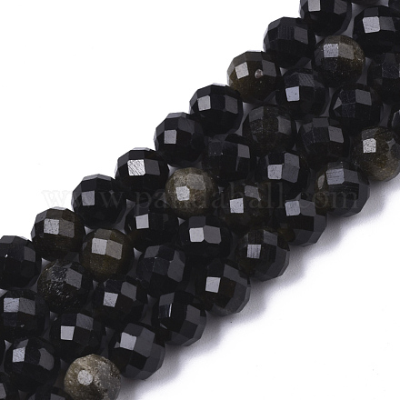 Chapelets de perles en obsidienne dorée naturelle G-N328-007-1
