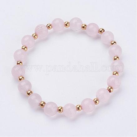Natürlichen Rosenquarz Perlen Armbänder strecken BJEW-JB02857-01-1
