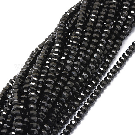 Chapelets de perles en spinelle noir naturel G-E569-B09-1
