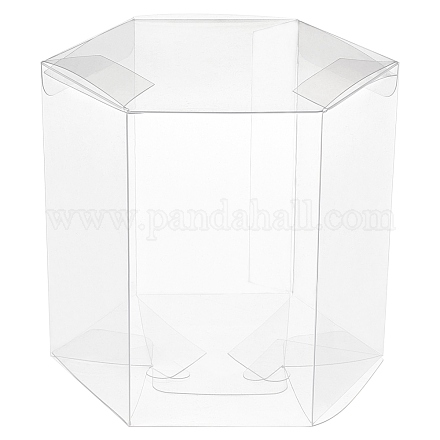透明なPVCボックス  ギフトボックスを扱う  結婚式のパーティーのために  ベビーシャワー  六角  透明  完成品：9x9x9.5cm CON-WH0074-44-1